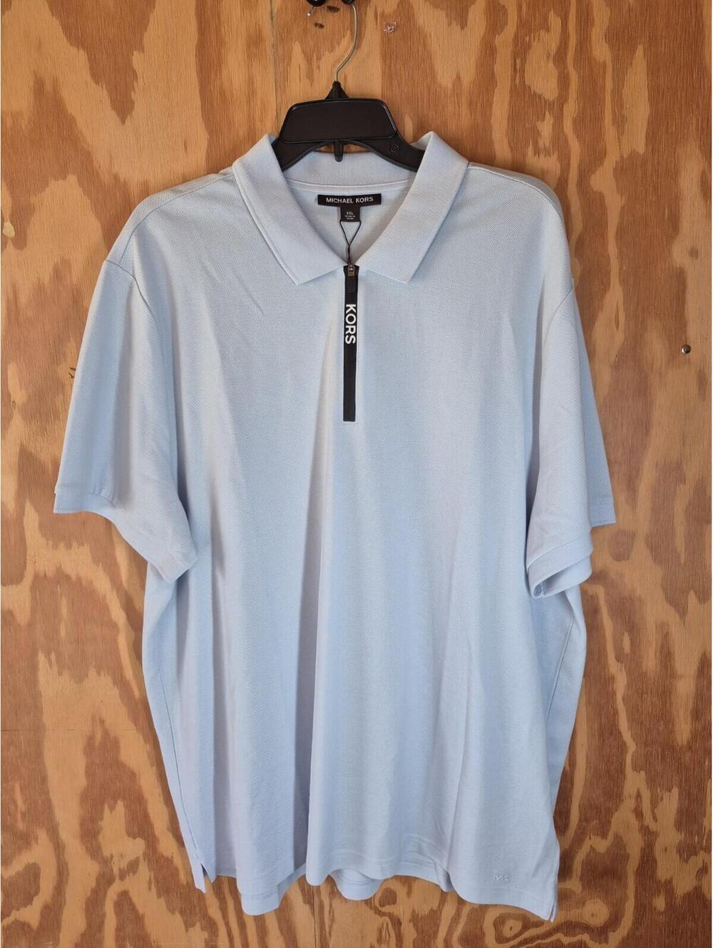 MICHAEL KORS Zip Pastel Blue Polo Shirt NEW 2XL XXL MSRP $118 - Pin hole on back - Picture 3 of 8